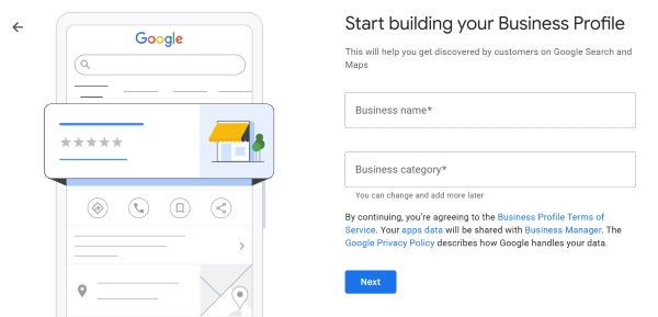 Adding a business name and category on Google Maps