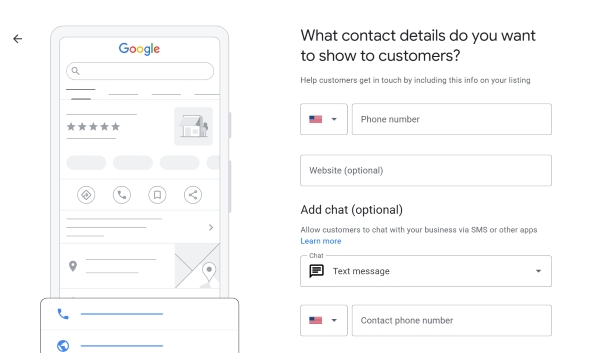Adding contact details to a Google Maps business profile