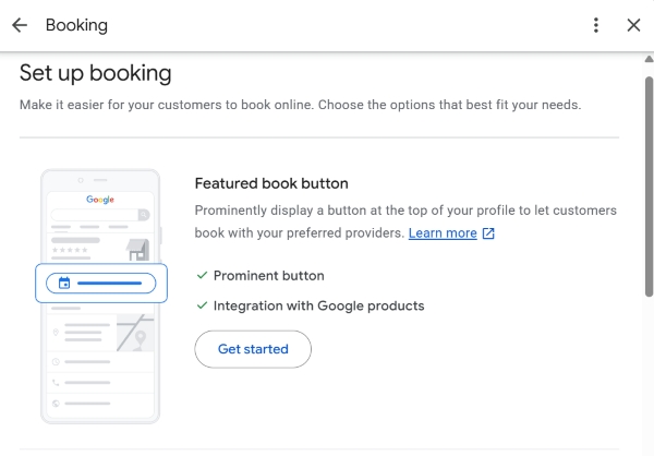Adding a booking form to a Google Maps profile through supported partners