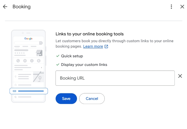 Adding a custom booking system to a Google Maps business profile