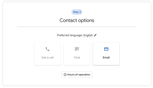 Choosing a contact method for Google Maps support