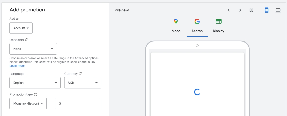 Offer in Google Ads