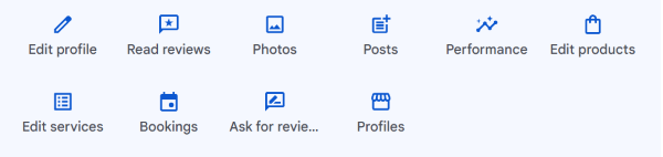 Menu in the Google Business Profile dashboard