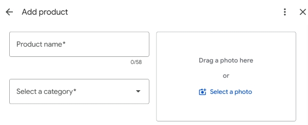 Product name, photo, and description on Google Maps