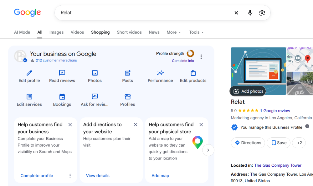 Business Profile in Google Search