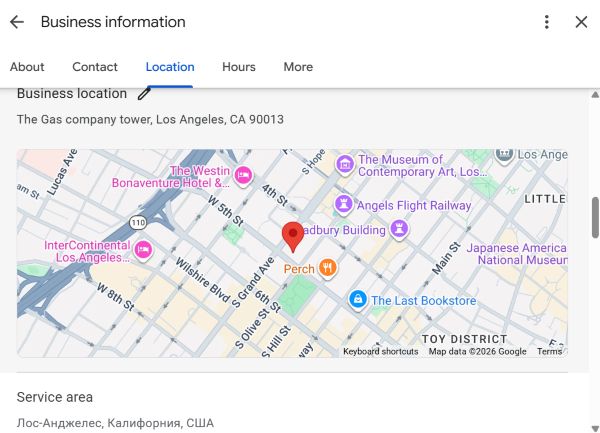 Business location and service area in Google Maps