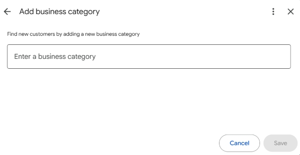 Service categories in a Google Maps business profile
