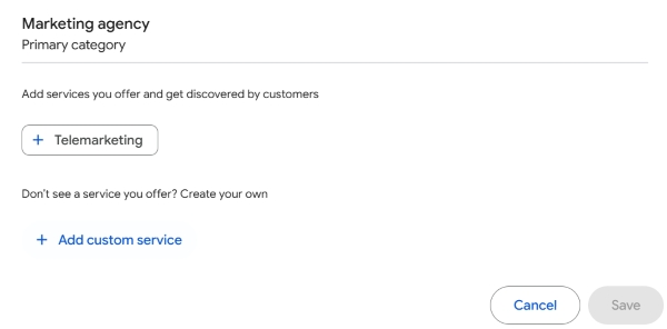 Adding a service to a Google Maps business profile