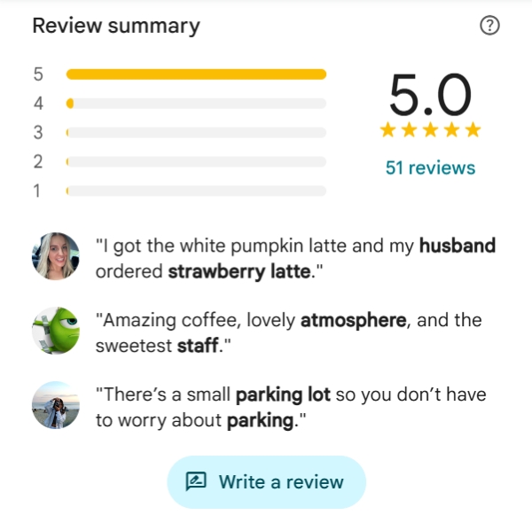 Customer reviews on Google Maps