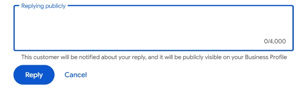 Review response form in Google Maps