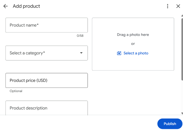 Adding a product to a Google Maps profile